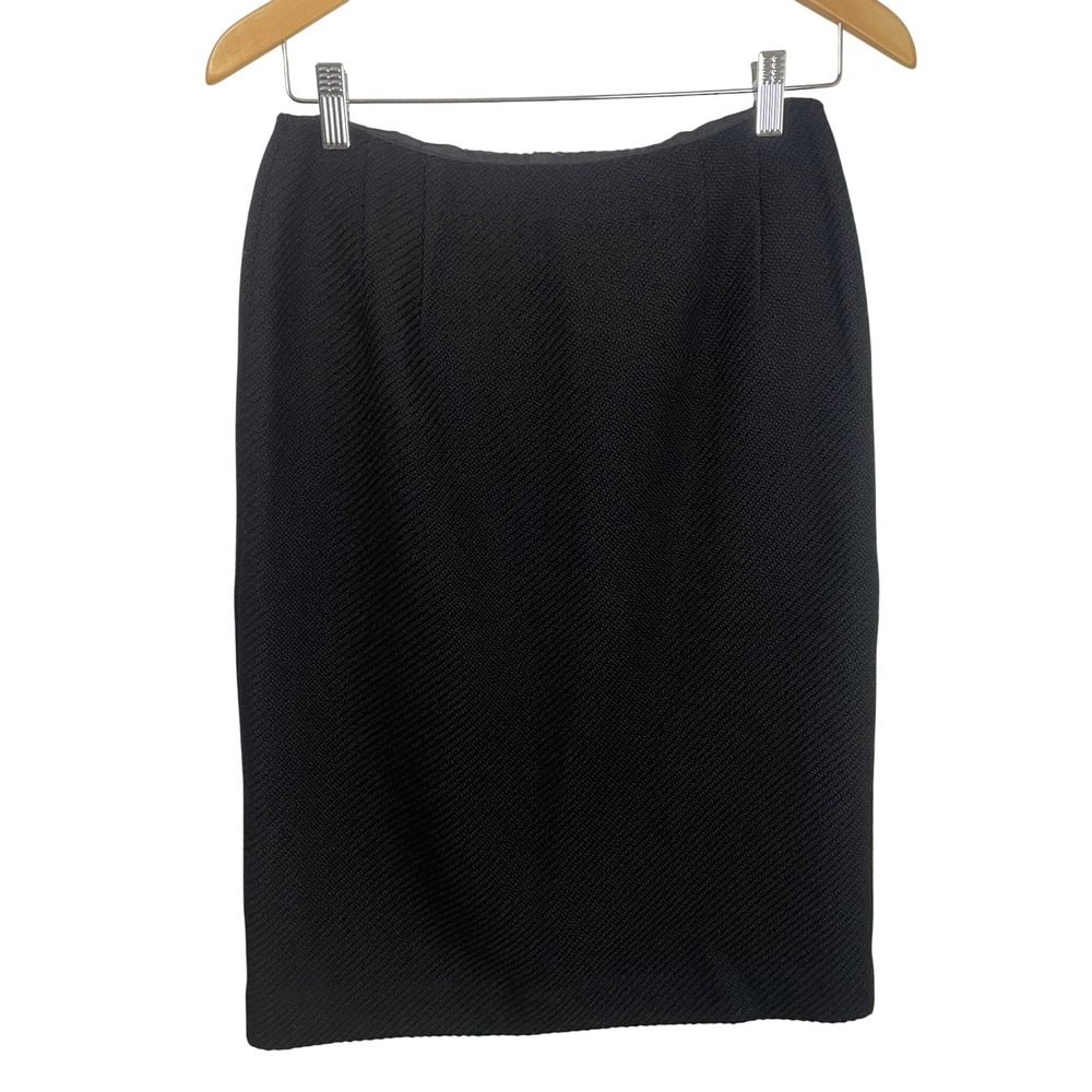 VTG Talbots‎ Wool Blend Pencil Skirt Black Italian Fabric Womens Size 6